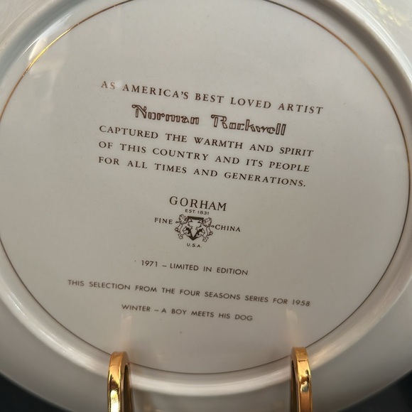 Set of 2 Norman Rockwell Gorham China 1971 4 Seasons Limited Edition Plates - Picture 8 of 9